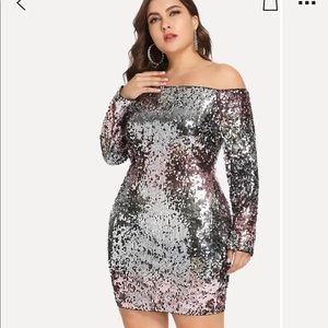 Sequin off the shoulder dress